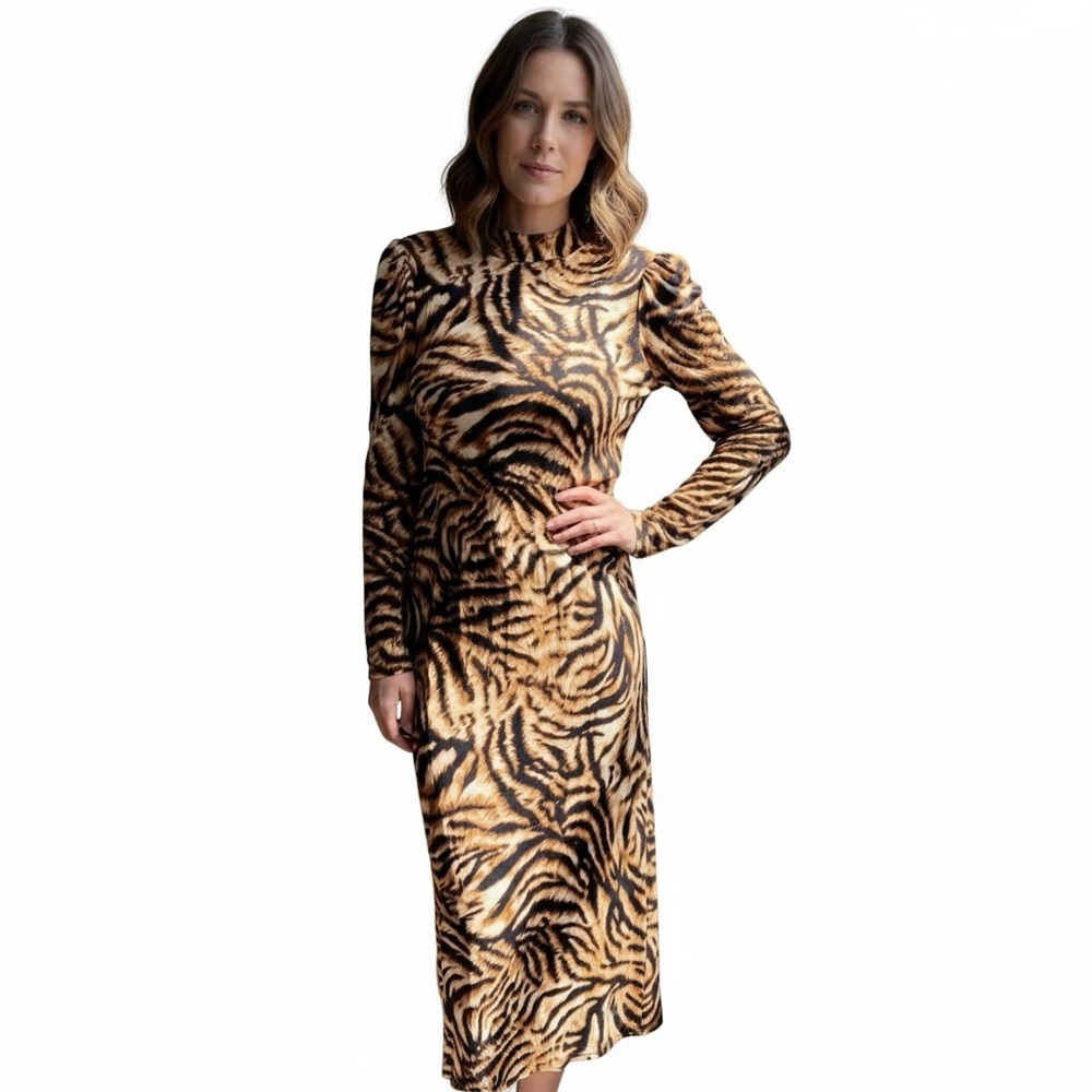 Aqua Leopard print dress long